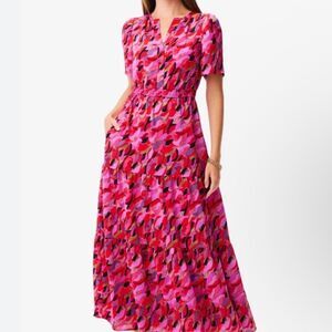 NIC+ZOE Petal Splash Short Sleeve Tiered Dress in Size Medium